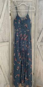 Blue maxi long flowy floral flower Women’s dress romper size 7