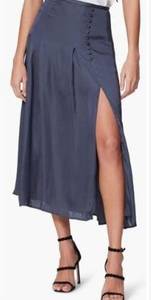 NWT Paige Aerynne Front Slit Midi Skirt In Periscope Satin Buttons Size Small