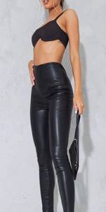 PrettyLittleThing Black Faux Leather Stretch Leggings 