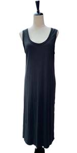 Modal Relaxed Sleeveless Black Mid-length Dress Large