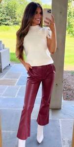 Dark Red Leather Pants 