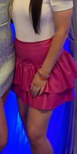 Pink Leather Mini Skirt