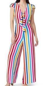 Color Me Courtney Vibrant Colorful Sheree V-Neck Stripe Jumpsuit Women's 4