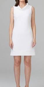 Joseph Ribkoff White Cowl Neck Sheath Midi Dress Size 10