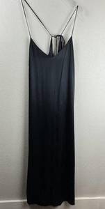 Whimsy + Row Slip Dress Women Large Black Silky Satin Maxi