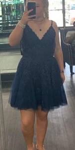 Navy Lace Homecoming Dress