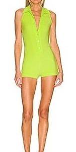 Frankies Bikinis Jane Siren Green Button Front Terry Romper Size XS