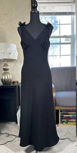 Studio 1 Cocktail Classic Midi Dress Knot Shoulder Inner Straps Black Size 8