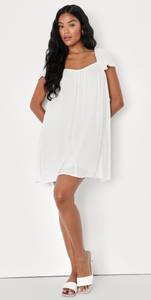 Satin Flutter Sleeve Baby Doll Dress