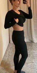 32 Degrees Heat Ribbed Leggings 32 Degrees Athleisure Black Medium NEW Layering