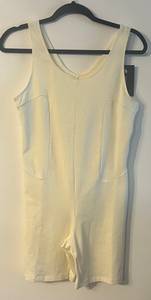 Women's Icon Clash Bodysuit  Romper Coconut Milk/White Tight Fit Size M NWT