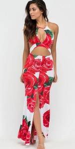 On The Dance Fleur Cut-Out Rose Floral Maxi Dress