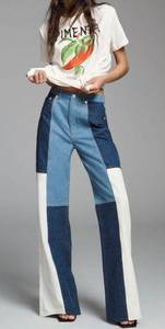 Patch Wide-Leg Jeans, Size 28