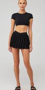 Frankies Bikinis Active Windy Pleated Mini Black Tennis Skort Size XS