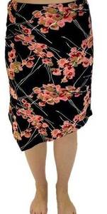 Max And Cleo Black Pink Floral Stretch Asymmetrical Skirt Women’s Size XS