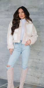 These Three Boutique Cream Sherpa Jacket