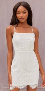 Lulus Romantic Fate White Lace Bodycon Mini Dress