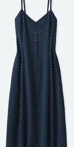 Ines De La Fressange Uniqlo Button down Blue Polka Dot Dress Camisole XS Midi