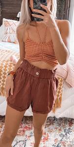 Brown Paper bag Shorts 