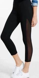 COPY - Express Cropped Black Leggings With Mesh Side Panel size large women’s N…