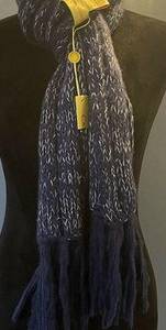 Catherine Malandrino Winter Scarf Blue Fringe~8" x 70" long NEW