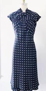 MOSCHINO • vintage black silk polka dot dress slip midi cap sleeve bias designer