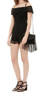 NWT  Paris Black Poetry Lace Romper Size Small