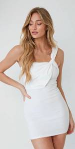 One Shoulder White Mini Dress