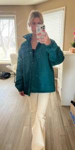 green puffer jacket