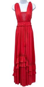 Free People  Santa Maria Endless Summer Talking Roses Red Crochet Maxi Dress