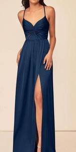 Navy Satin Formal Dress