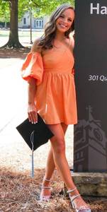 Orange one shoulder dress