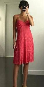 Vintage Y2K Lace Midi Slip Dress Punch Pink Size M