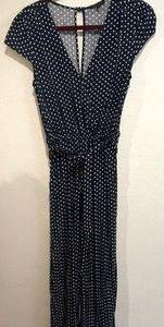 Great blue and white polkadot pants romper size medium bcbpop 