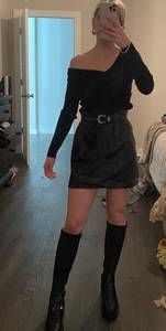 Zip up leather skirt 