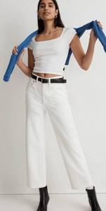 Madewell Jeans The Tall Perfect Vintage Wide-Leg Crop High Rise White 24T NWT