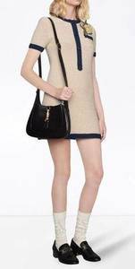 Gucci Short Wool Dress with Flower Brooch