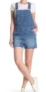 Frame Le Garcon Cutoff Denim Short Overalls Shortalls Islet Blue Large Raw Hem