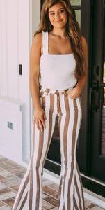 These Three Boutique Striped Denim Flares