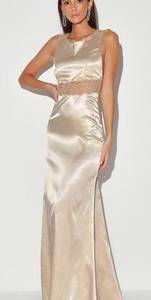 Lulus LULU’S Marvelous Night Champagne Satin Embroidered Mermaid Maxi Dress