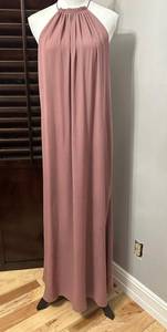 Everly Womens A Line Dress Mauve/Pink Ruched Halter Chiffon Maxi S New