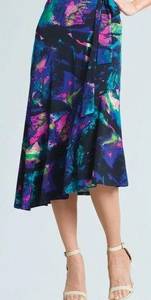 CLARA SUN WOO Womens Asymmetrical Hem Neon Splash Print Tie Skirt Size S 27SK