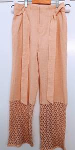 Beige Crochet Bottoms Lined Dress Casual Boho Pants Size S.