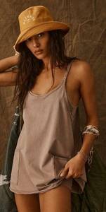 Free People Hot Shot Mini Dress in Mocha Latte