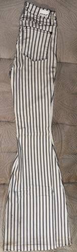 Buckle White And Dark Blue Stripped Bell Bottoms