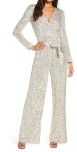 Eliza J Sequin Wrap Front Long Sleeve Jumpsuit (6)