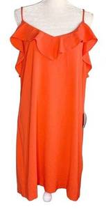 Felicity & Coco Isabella Ruffle Trim Dress XL Slipdress Fire Coral New