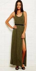 SILENCE & NOISE | Green Double Slit Racer Back Maxi Dress