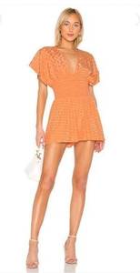 Tularosa Eleanor Romper Pale Peach Swiss Dot XS