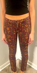 KATE SPADE Saturday Skinny Orange Yellow Atomic Tribal Print Jeans Size 24